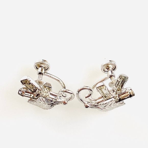 Earrings Sorrento Sterling Silver Screw Back Earrings Vintage Glass Crystals - Picture 2 of 9